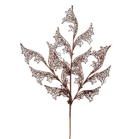 27" Chocolate Glitter Coral Bells Leaf Lace Sprays 12 Per Box