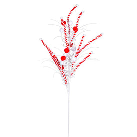 10" x 20" Red/White Candy Cane Pom-Pom Sprays 6 Per Bag
