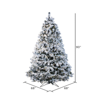 7.5' Flocked Alaskan Pine Artificial Christmas Tree with Warm White LED Dura-Lit Lights