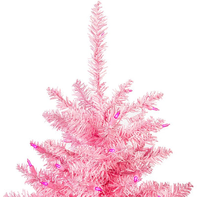 3' Pre-Lit Pink Fir Artificial Christmas Tree with 100 Pink LED Lights