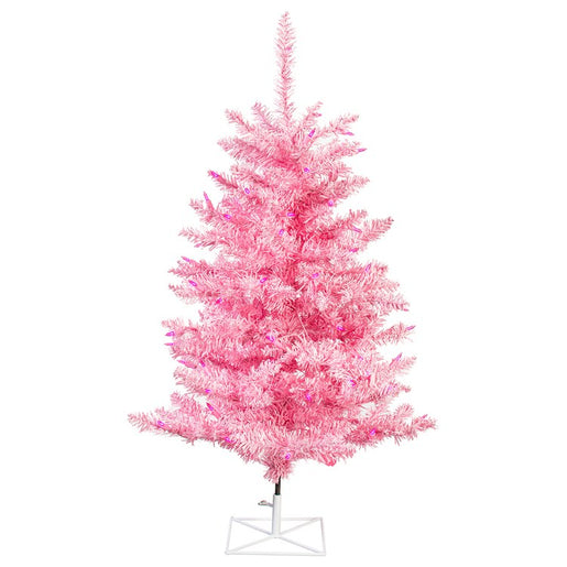 3' Pre-Lit Pink Fir Artificial Christmas Tree with 100 Pink LED Lights