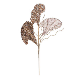 20" Chocolate Fiddle Leaf Glitter Sprays 3 Per Bag