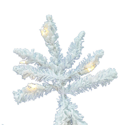 4.5' Pre-lit Flocked White Spruce Artificial Christmas Tree with Frosted Warm White LED Lights