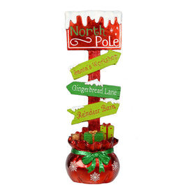 37" Red and Green Directional North Pole Sign