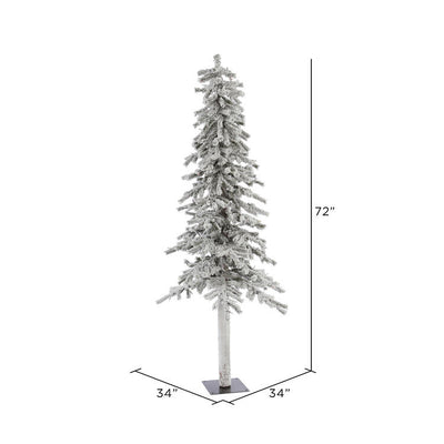 6' x 33" Unlit Flocked Alpine Artificial Christmas Tree
