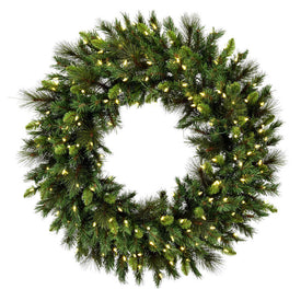 48" Pre-Lit Bangor Mixed Pine Wreath with 300 Warm White Dura-Lit LED Mini Lights