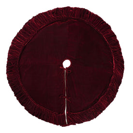 60" Plush Wine Velvet Tree Skirt with 6" Border and Tie Closure