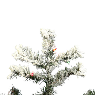 4.5' Flocked Alaskan Pine Artificial Christmas Tree with Multi-Colored Dura-Lit Lights