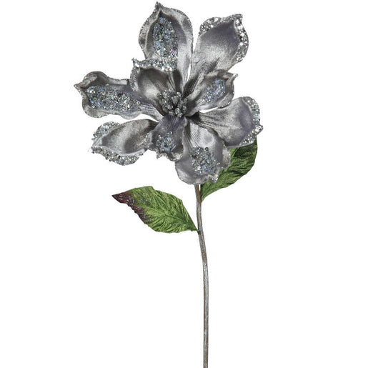22" Pewter Velvet Magnolia Artificial Christmas Picks 3 Per Bag