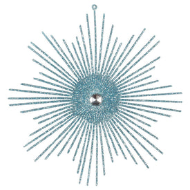 6.5" Baby Blue Glitter Snowflake Burst Ornament 6 Per Bag