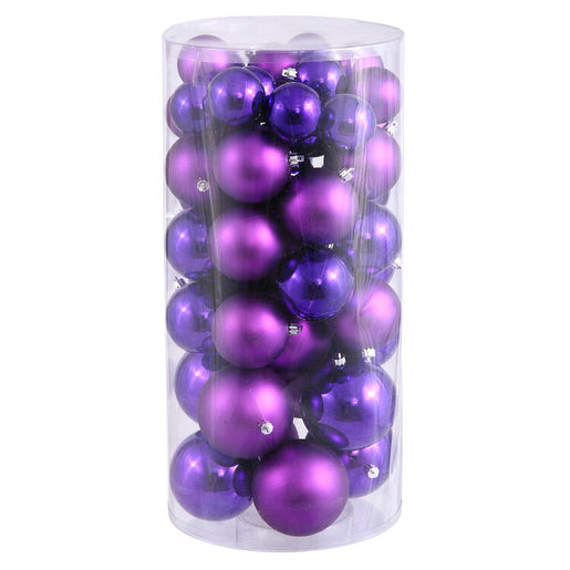 1.5"/2" Purple Shiny/Matte Ball Christmas Ornaments 50 Per Box