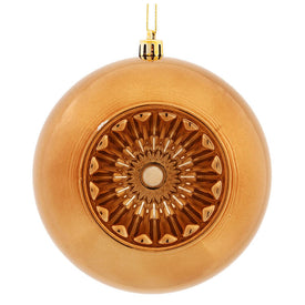 4.75" Mocha Shiny Star Brite Ball Ornaments with Drilled and Wired Caps 4 Per Bag
