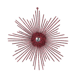 6.5" Burgundy Glitter Snowflake Burst Ornament 6 Per Bag