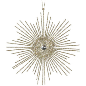 6.5" Champagne Glitter Snowflake Burst Ornament 6 Per Bag