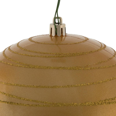 6" Honey Gold Candy Finish Ball with Glitter Lines 3 Per Bag