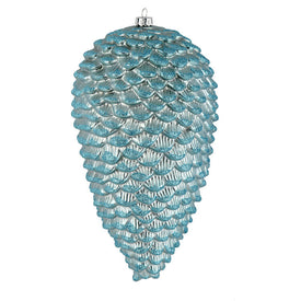 10" Baby Blue Matte Glitter Pine Cones 2 Per Box