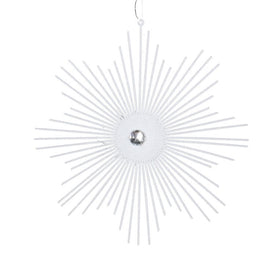 6.5" White Glitter Snowflake Burst Ornament 6 Per Bag