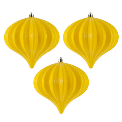 5.5" x 5.7" Yellow Shiny Onion Christmas Ornaments 3 Per Bag