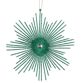 6.5" Seafoam Green Glitter Snowflake Burst Ornament 6 Per Bag