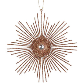 6.5" Mocha Glitter Snowflake Burst Ornament 6 Per Bag