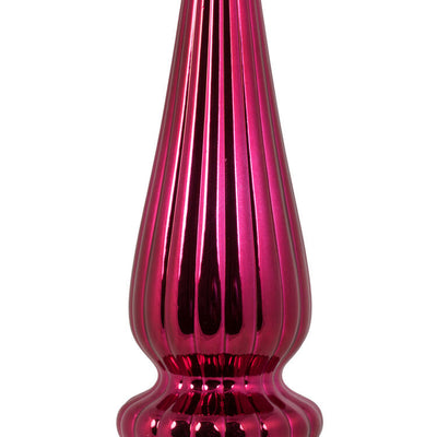 14" Berry Red Shiny Finial Drop Christmas Ornaments 2 Per Bag