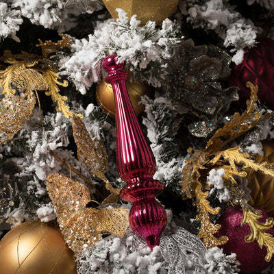 14" Berry Red Shiny Finial Drop Christmas Ornaments 2 Per Bag