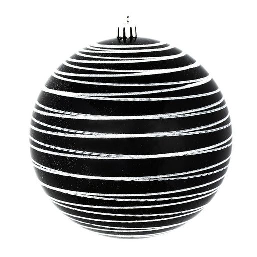4.75" Black/White Candy Finish Ball with Glitter Lines 4 Per Bag