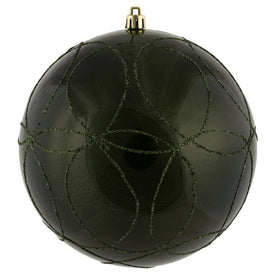 6" Moss Green Candy Ornaments with Circle Glitter Pattern 3-Pack