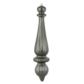 14" Pewter Matte Finial Drop Christmas Ornaments 2 Per Bag