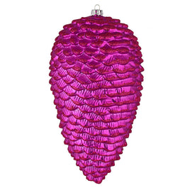 10" Fuchsia Matte Glitter Pine Cones 2 Per Box