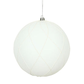 6" White Matte and Glitter Swirl Ball Ornaments 3 Per Box