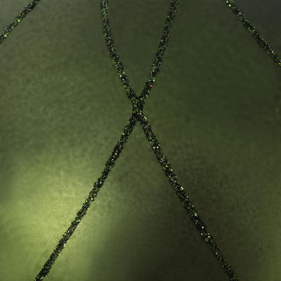 6" Moss Green Matte and Glitter Swirl Ball Ornaments 3 Per Box