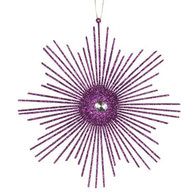 6.5" Plum Glitter Snowflake Burst Ornament 6 Per Bag
