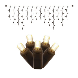 70-Count Warm White Wide-Angle Icicle LED Christmas Light Strand on 9' Brown Wire