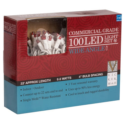 100-Count Magenta Wide-Angle LED Christmas Light Strand on 34' White Wire