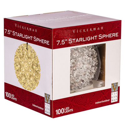 Vickerman 7.5" Starlight Sphere Christmas Ornament with 100 Warm White Wide Angle LED Lights