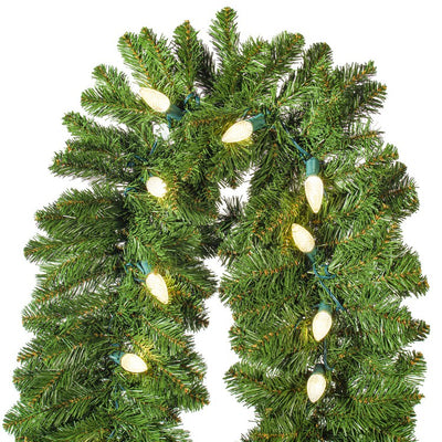 9' x 18" Pre-Lit Oregon Fir Artificial Christmas Garland with 150 Warm White LED Lights
