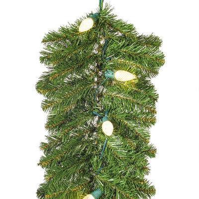9' x 18" Pre-Lit Oregon Fir Artificial Christmas Garland with 150 Warm White LED Lights