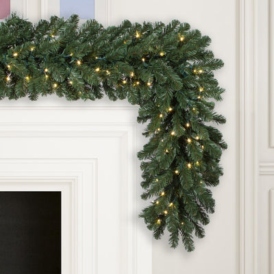 9' x 18" Pre-Lit Oregon Fir Artificial Christmas Garland with 150 Warm White LED Lights