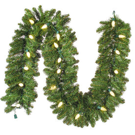 9' x 18" Pre-Lit Oregon Fir Artificial Christmas Garland with 150 Warm White LED Lights