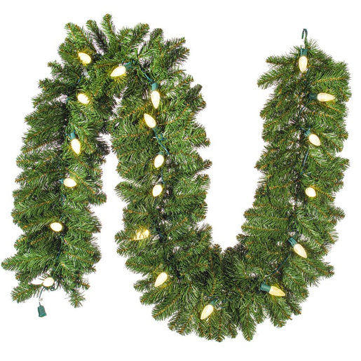 9' x 18" Pre-Lit Oregon Fir Artificial Christmas Garland with 150 Warm White LED Lights