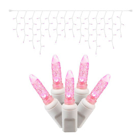 70-Count Pink M5 Icicle LED Christmas Light Strand on 9' White Wire