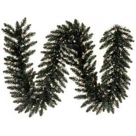 Vickerman 9' Black Fir Artificial Christmas Garland, Warm White Dura-Lit LED lights.