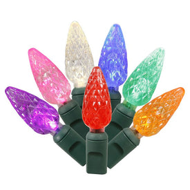 100-Count Multi-Color C6 LED Christmas Light Strand on 34' Green Wire