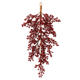 33" Burgundy Glitter Berry Outdoor Door Swag