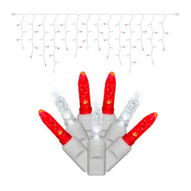 70-Count Red/Pure White M5 Icicle LED Christmas Light Strand on 9' White Wire