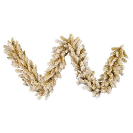 9' x 14" Unlit Frosted Gold Fir Garland