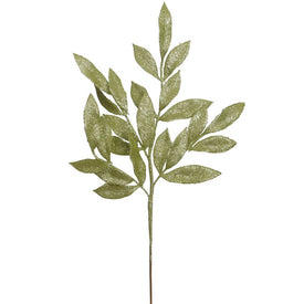 22" Lime Glitter Bay Leaf Artificial Christmas Sprays 12 Per Bag