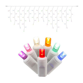 70-Count Multi-Color Wide-Angle Icicle LED Christmas Light Strand on 9' White Wire