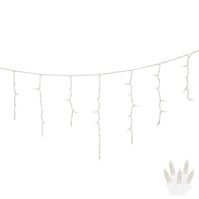 70-Count Warm White Twinkle M5 Icicle LED Christmas Light Strand on 9' White Wire